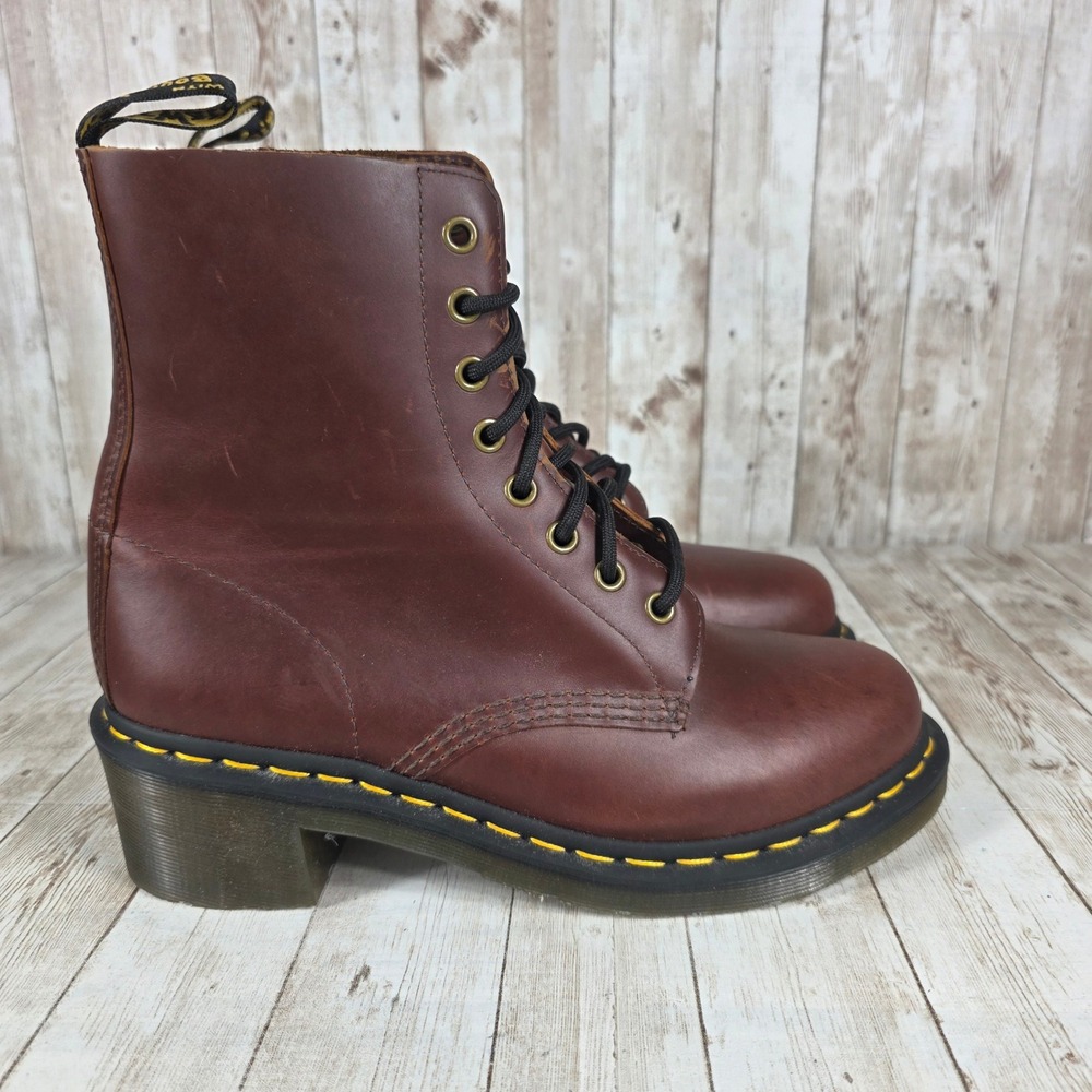 Dr. Martens Sienna Heeled Leather Ankle Boots Women's Size 6 Brown - Picture 1 of 8
